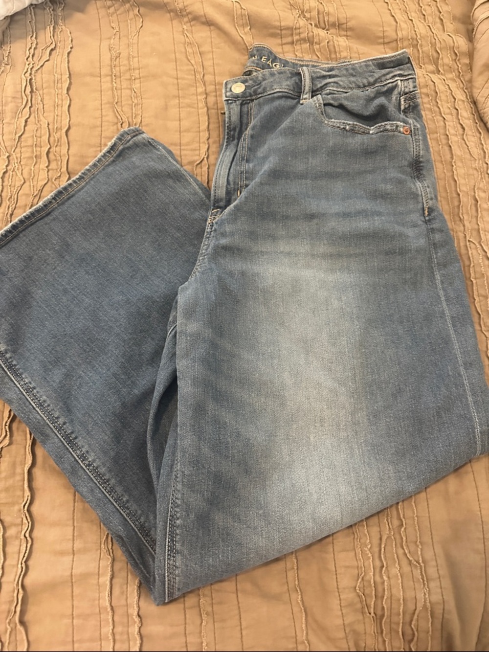 American Eagle  Women's Light Blue Wide Leg Jeans size 14 short